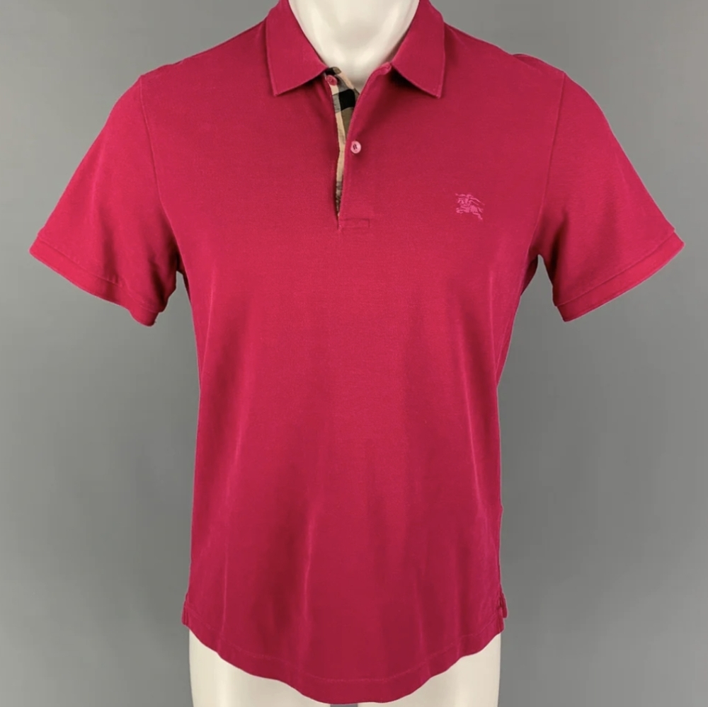 BURBERRY Collar Short Sleeve Polo Shirt (Raspberry)